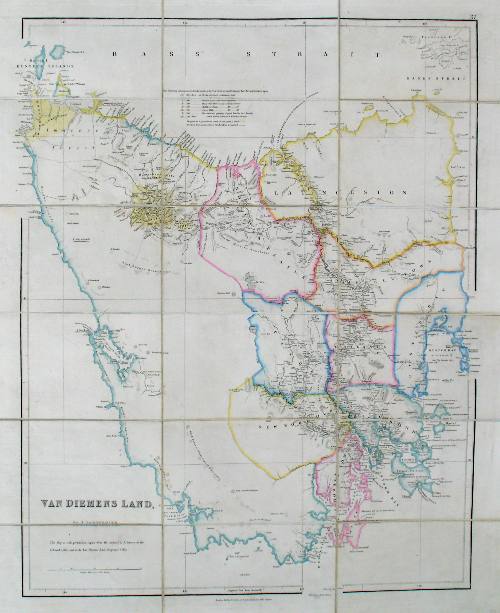 Item #13803 Van Diemens Land. Folding map on linen. John Arrowsmith.