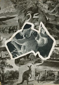 Item #13815 Views of Australia; die cut outline of Australia with changeable images. Photographic greeting card.