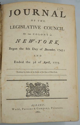 Item #13950 Journal of the Legislative Council of the Colony of New York. Began the 8th Day of...
