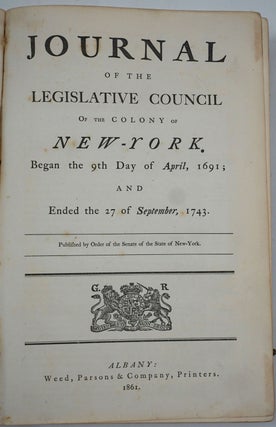 Item #13974 Journal of the Legislative Council of the Colony of New York. Began the 9th Day of...