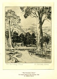 Item #14004 The Boundary Shack, original etching. Ralph Malcolm Warner, 1902 - 1966