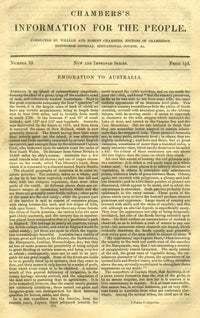 Item #14069 Chambers's Information for the People, Number 19, Emigration to Australia. William and Robert Chambers.