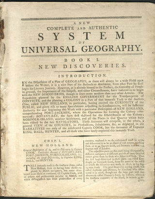 Item #14072 A New Complete and Authentic System of Universal Geography, Book I. New Discoveries,...