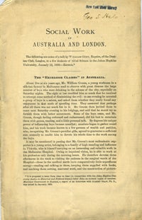 Item #14128 Social Work in Australia and London. Pamphlet. William Grey