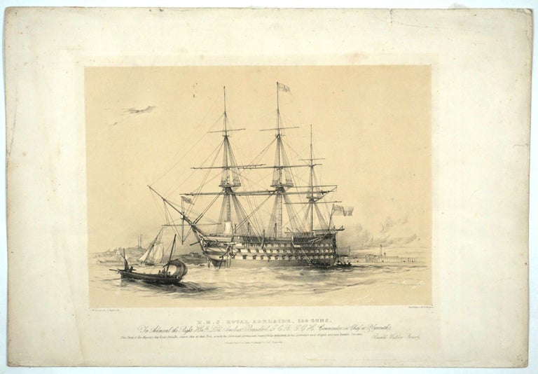 Item #14145 H.M.S. Royal Adelaide, 104 Guns. Oswald W. del L. Haghe lith Brierly.