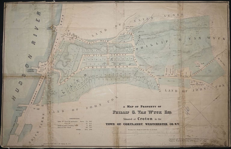 Item #14221 A Map of Property of Phillip G. Van Wyck Esq. Situated at Croton in the Town of Cortlandt Westchester Co., N.Y. Thomas C. Civil Engineer Cornell.