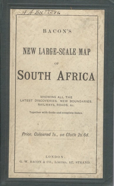Item #14228 Bacon's New Large-Scale Map of South Africa, with handbook bound in. G. W. Bacon.