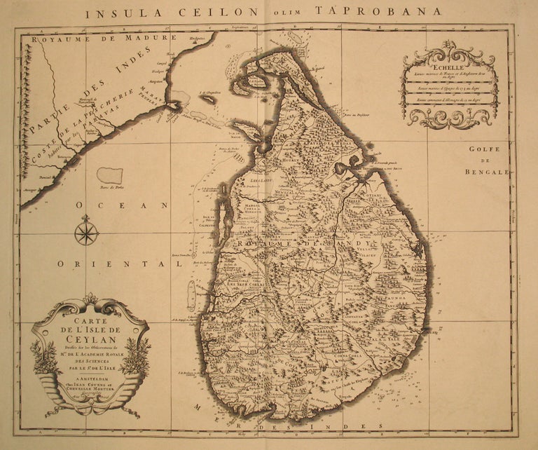 Item #14244 Carte de l'Isle de Ceylon. Insula Ceilon olim Taprobana. De Lisle. Covens, Mortier.