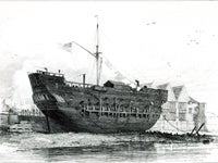 Item #14386 The Discovery, Convict-Ship (lying at Deptford), etching. Edward William Cooke