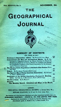 Item #14438 The Journal of the Royal Geographical Society, Monthly Issue for November 1911. Royal...