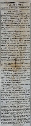 Albany Argus, November 23, 1838 newspaper article on the Canada War, the Battle at Wind Mill Point and the Canadians exiled to Australia.
