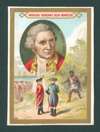 Item #14494 Le Capitaine James Cook. James Cook, Advertising card: Phare de la Bastille