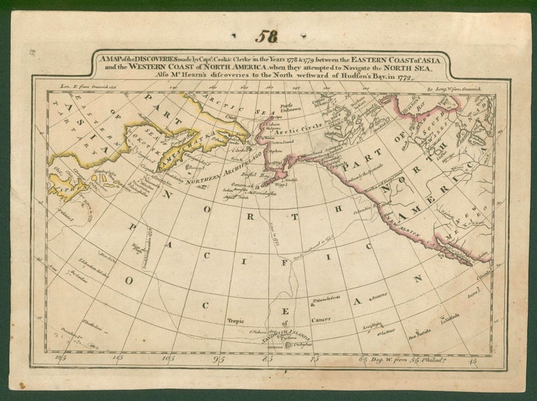 Item #14495 A Map of the Discoveries made by Capt.'s Cook & Clerke in the Years 1778 & 1779 between the Eastern Coast of Asia and the Western Coast of North America, when they attempted to Navigate the North Sea. Also Mr. Hearn's discoveries to the North westward of Hudson's Bay, in 1772. Map, Mathew. James Cook Carey.