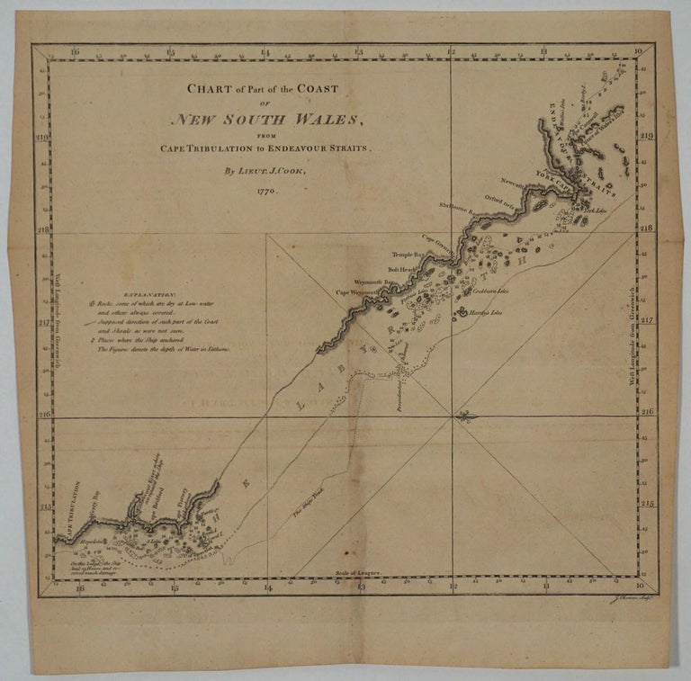 Item #14537 Chart of Part of the Coast of New South Wales from Cape Tribulation to Endeavour Straits. By Lieut. J. Cook, 1770. James Cook.