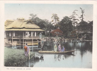 Hand colored Japanese photograph cards, including Tokyo and Kobe.