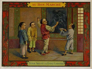 Item #14639 Futur Artiste a L'Ecole Chinoise. China, Advertising card French clothing store