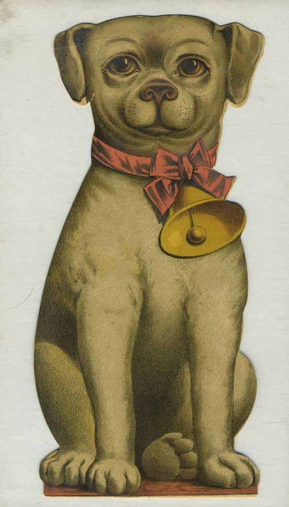 Item #14640 Bogue's Soap, die cut advertising card in shape of dog. China, Bogue's Soap trade card.