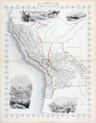Item #14732 Peru & Bolivia, antique map with vignette views. J. Tallis Rapkin, John