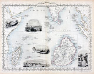 Item #14740 Islands In The Indian Ocean, antique map with vignette views. J. Tallis Rapkin, John