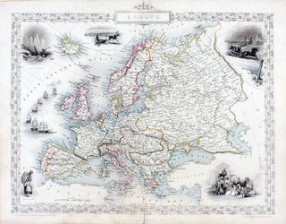 Item #14747 Europe, antique map with vignette views. J. Tallis Rapkin, John