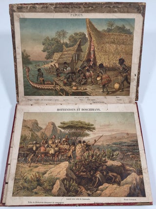 Children's geographical block puzzle, with 'Polynesiens', 'Australiens', ''Hindous, 'Hottentots et Boschimans', 'Papous' and 'Nubiens'.