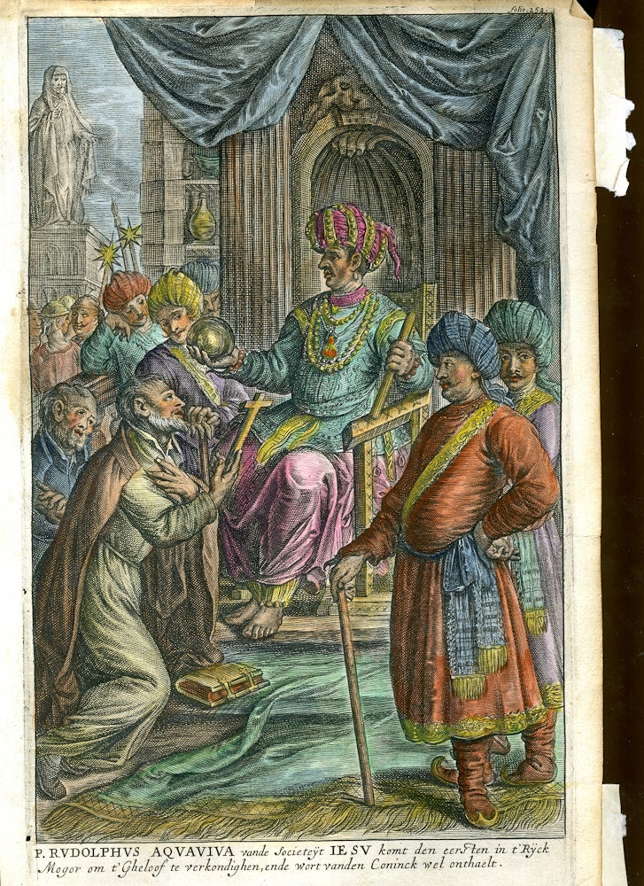 Item #15092 P. Rudolphus Aquaviva vande Societyt Jesu komt den eersten in t-Ryck Mogor om t'Gheloof te verkondighen, ende wortvanden Coninck wel onthaelt.