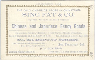 Sing Fat & Co. Shop, San Francisco, advertising card.