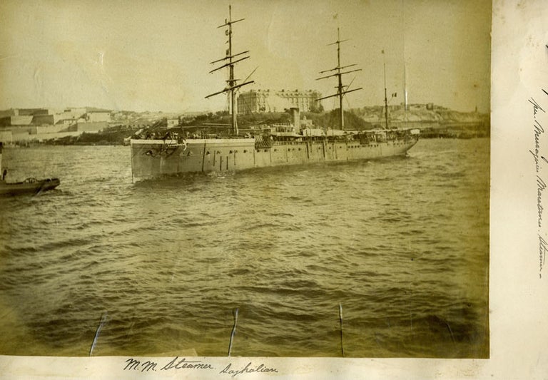Item #15194 Albumen print, SS Steamer Saghalien. Messageries Maritimes Steamer.