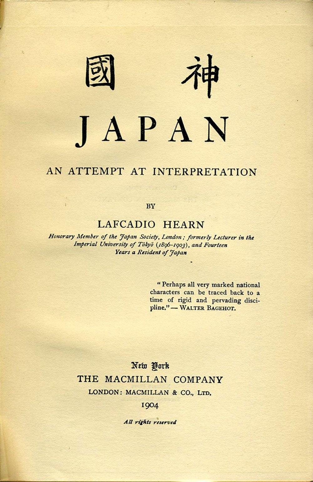 Japan. An Attempt at Interpretation by Lafcadio Hearn on Antipodean Books,  Maps & Prints