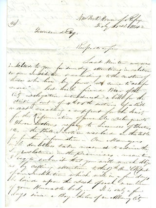 Item #15444 ALS from David Terry, a New York legislator, to "Townsend Esq" lobbying in favor of...