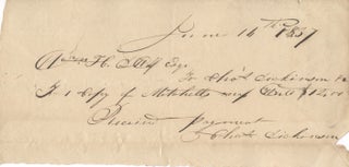 Item #15509 Receipt for Mitchell's World map 1837