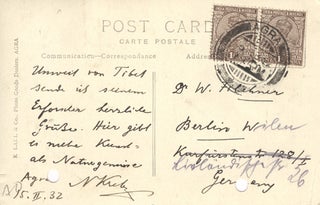 Postcard from Agra, India to the Antarctic explorer Dr. Wilhelm Filchner.