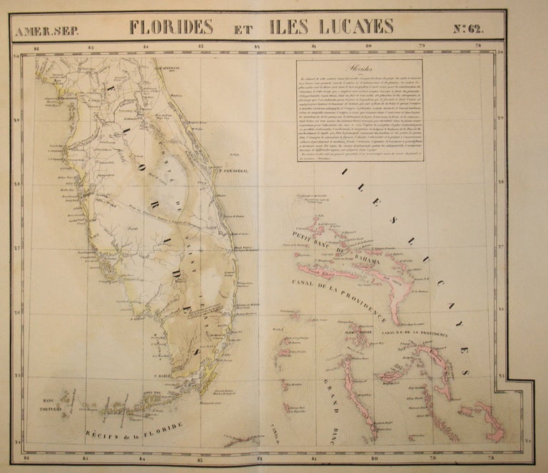 Item #15843 Florides et Iles Lucayes, Amer. Sep. No. 62. Philippe Marie Vandermaelen.