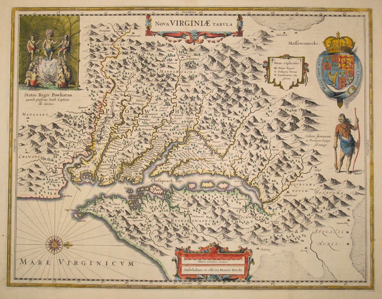 Item #15874 Nova Virginiae Tabula. Henricus Hondius, Virginia.
