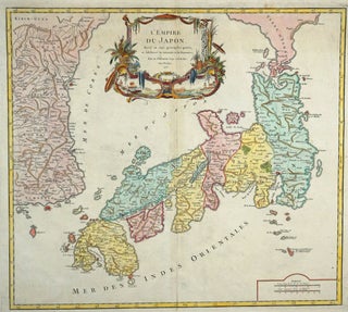 L'Empire du Japon, divise en sept principales parties, et subdivise en soixante et dix Royaumes. Par le Sr. Robert, Geog. ord. du Roi, Avec Privilege 1750.