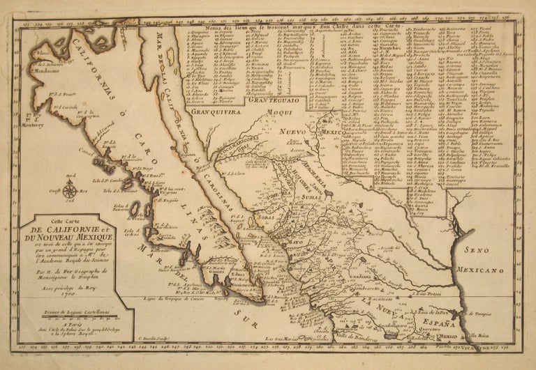Item #15901 Cette Carte de Californie et du Nouveau Mexique est Tiree de celle qui a ete Envoyee par un Grande d'Espagne pour etre Communiquee a Mrs. de l'Academie Royale des Sciences. Nicolas De Fer.