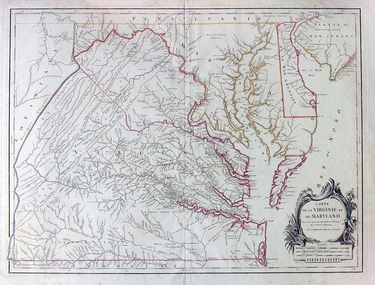 Item #15910 Carte de la Virginie et du Maryland Dressee sur la Grande Carte Angloise de Mrs. Josue Fry et Pierre Jefferson. Robert de Vaugondy.