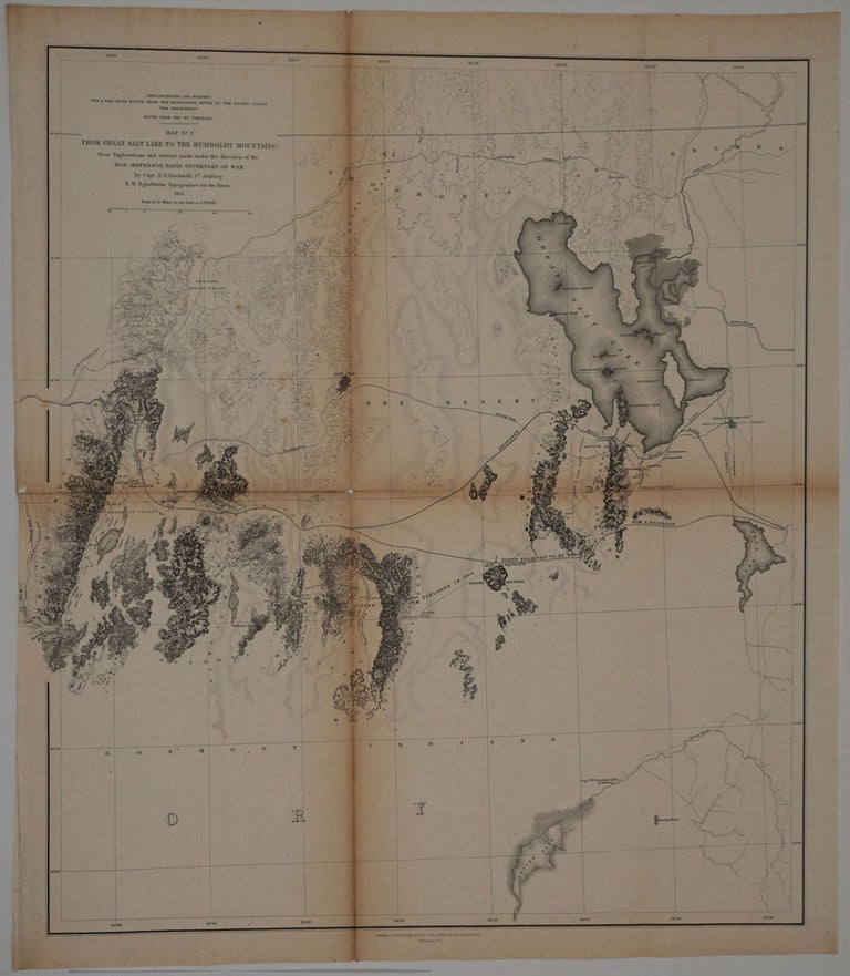 Item #15944 Explorations and Surveys for a Rail Road Route from the Mississippi River to the Pacific Ocean. War Department. Route Near the 41st Parallel. Map No. 2. From Great Salt Lake to the Humboldt Mountains. Capt. E. G. Beckwith.
