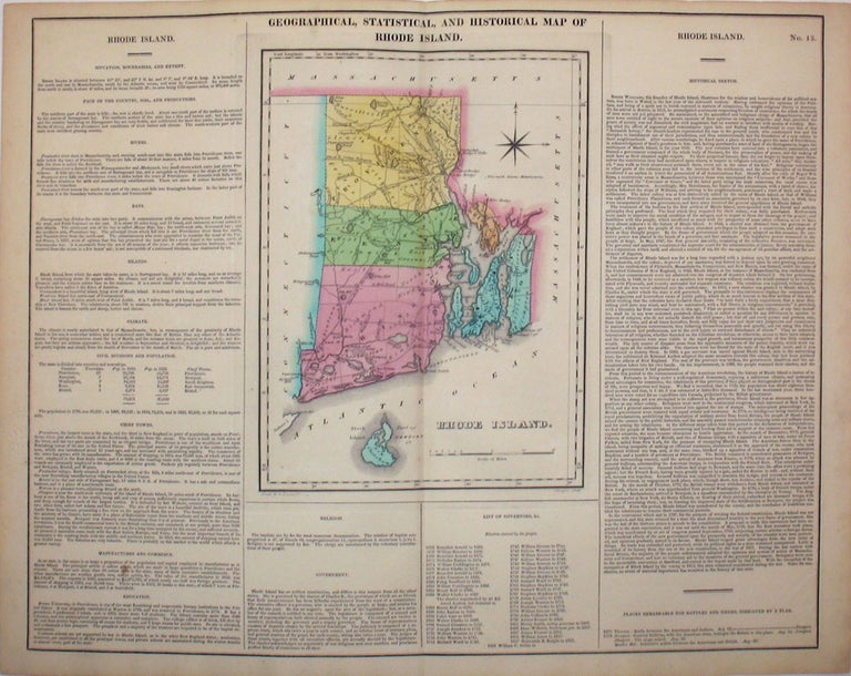 Item #15974 Geographical, Statistical, and Historical Map of Rhode Island. Rhode Island, Henry Carey, Isaac Lea.