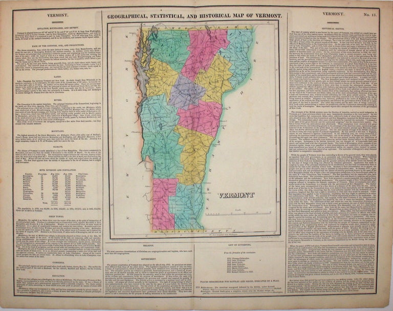 Item #15976 Geographical, Statistical, and Historical Map of Vermont. Vermont, Henry Carey, Isaac Lea.