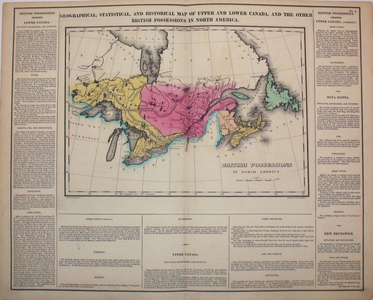 Item #15981 Geographical, Statistical, and Historical Map of Upper and Lower Canada, and the Other British Possessions in North America. Canada, Henry Carey, Isaac Lea.