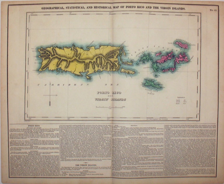 Item #15982 Geographical, Statistical, and Historical Map of Porto Rico and the Virgin Islands. Porto Rico, Virgin Islands, Henry Carey, Isaac Lea.
