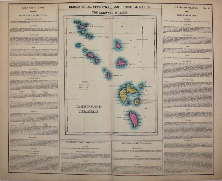 Item #15983 Geographical, Statistical, and Historical Map of the Leeward Islands. Leeward Islands, Henry Carey, Isaac Lea.