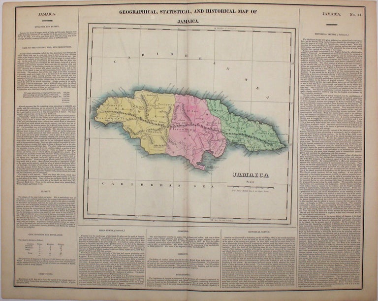 Item #15986 Geographical, Statistical, and Historical Map of Jamaica. Jamaica, Henry Carey, Isaac Lea.