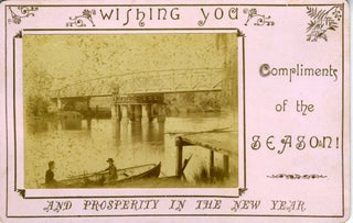 Item #16001 Cabinet Photograph / Christmas card of Latrobe Swing Bridge, Sale, Victoria,...