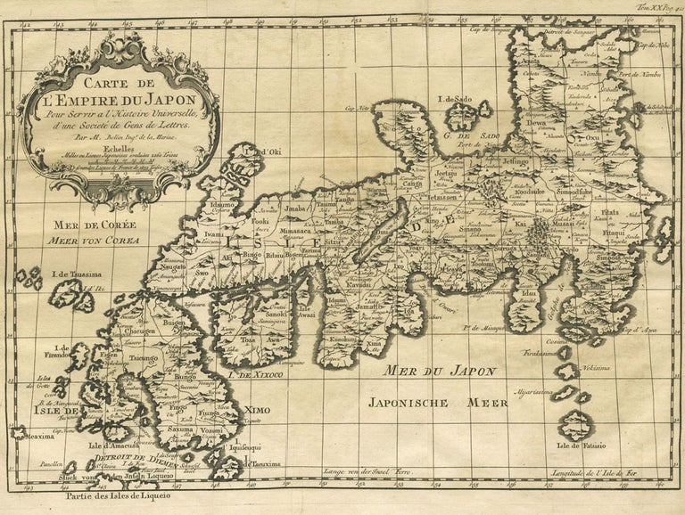 Item #16019 Carte de l'Empire du Japon Pour Servir a l'Histoire Universelle, d'une Societe de Gens de Lettres. Japan, Nicolas Bellin.