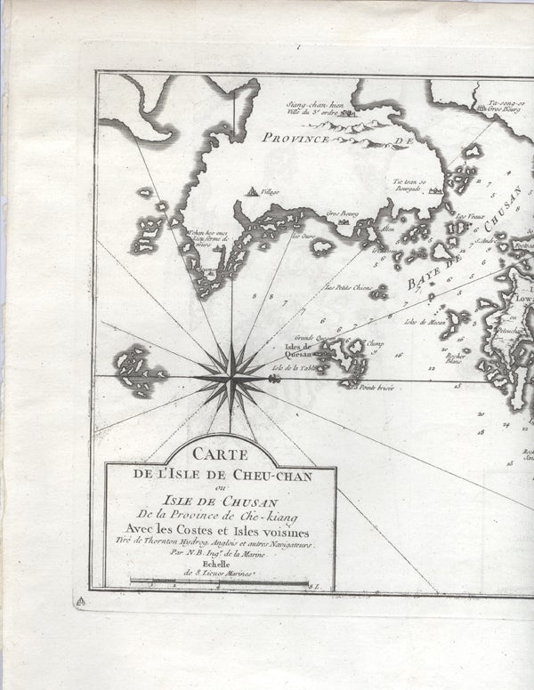 Item #16021 Carte De l'Isle de Cheu-Chan ou Isle de Chusan de la Province de Che-kiang Avec les Cotes et Isles Voisines. China, Nicolas Bellin.