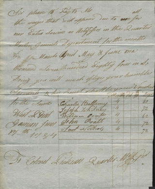 Item #16200 West Point Quartermaster Request, dated June 17, 1784. West Point