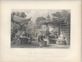 Item #16310 Feeding Silkworms, and Sorting the Cocoons. Silk, Thomas Allom