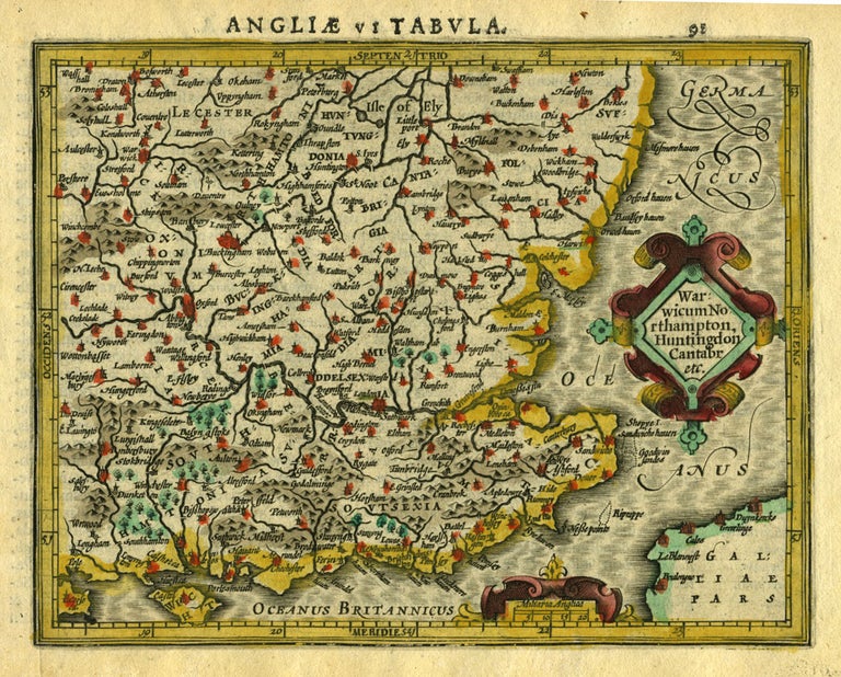 Item #16421 Warwicum Northampton, Huntingdon Cantabr. etc., [Britain]. Gerhard Mercator.